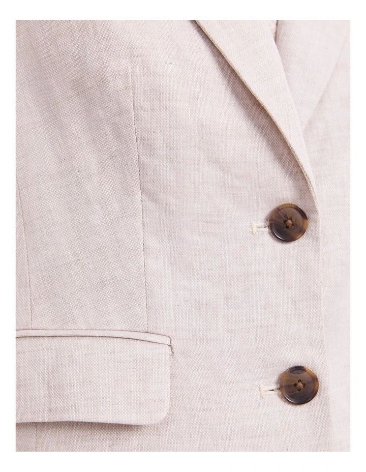 Freya Short Linen Blazer in String image 7