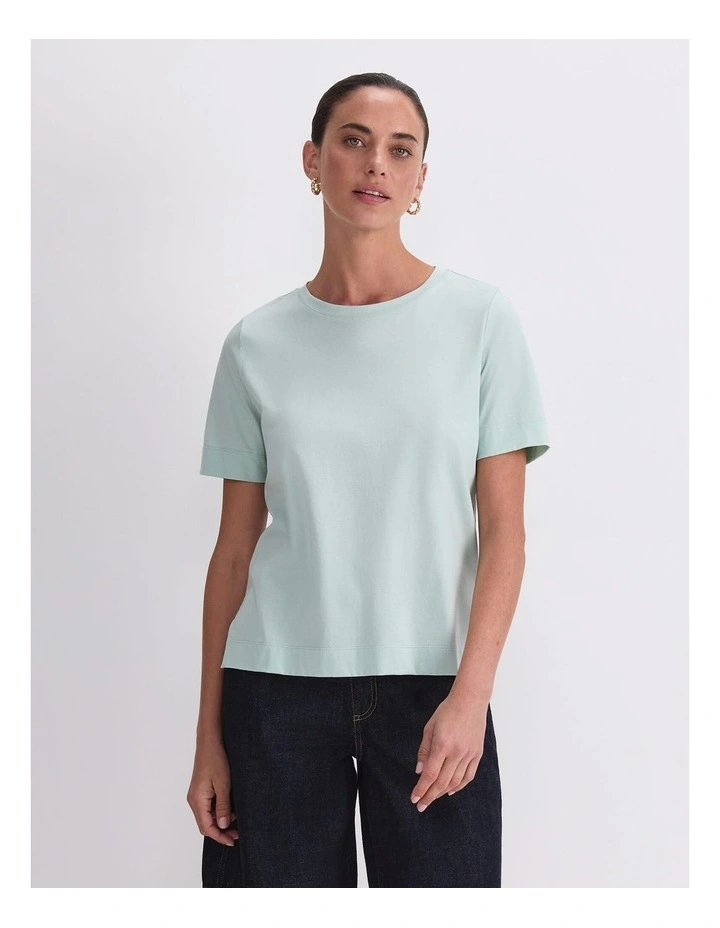 Mercerised Cotton Short Sleeve Tee in Green image 1