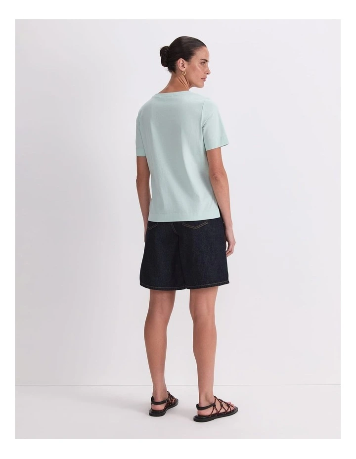 Mercerised Cotton Short Sleeve Tee in Green image 2