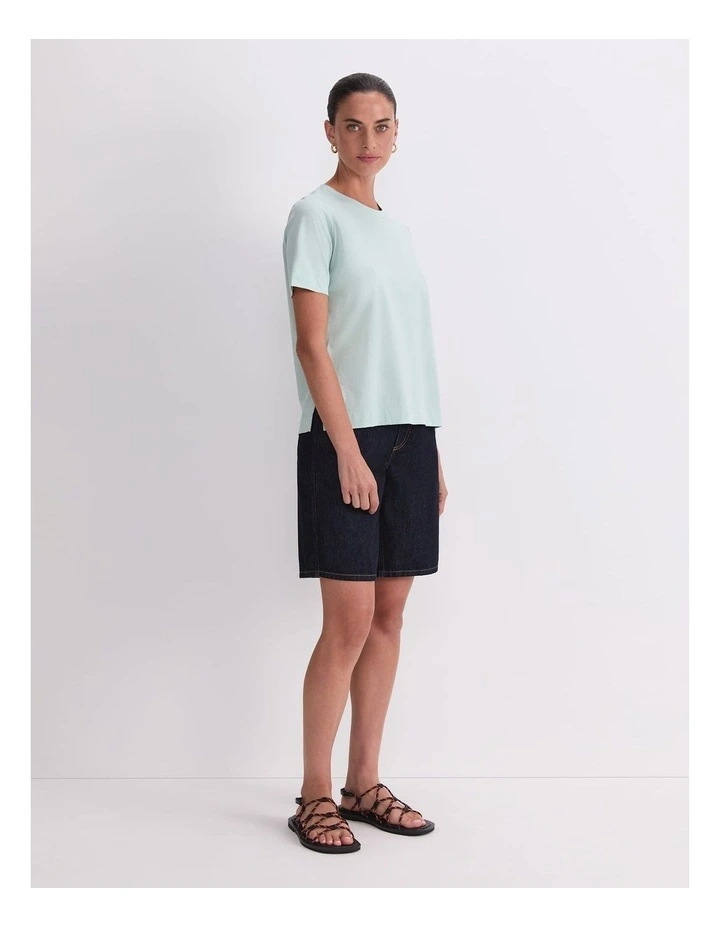 Mercerised Cotton Short Sleeve Tee in Green image 3