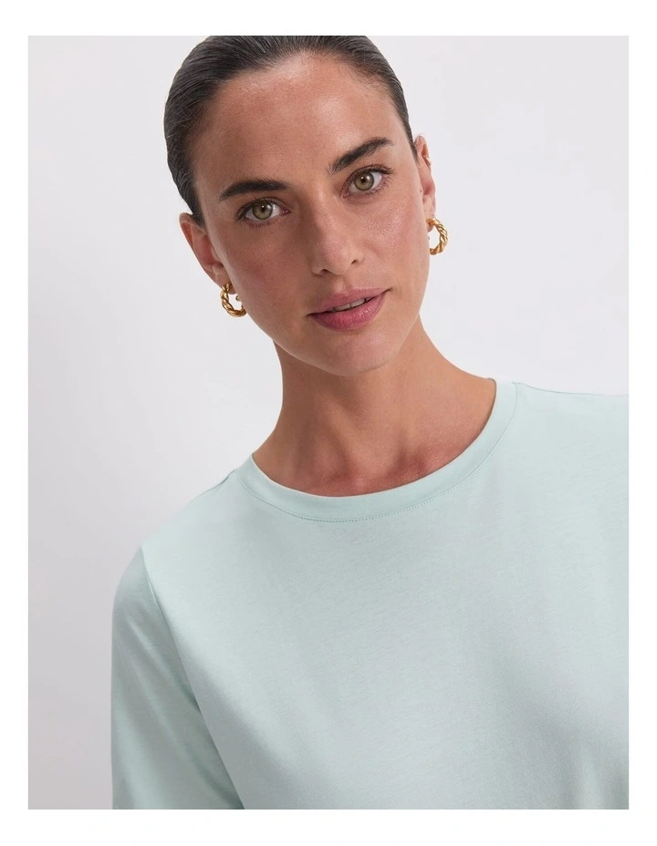 Mercerised Cotton Short Sleeve Tee in Green image 4