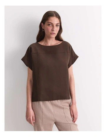 Vallerina Popover Top in Brown