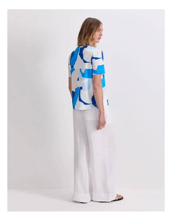 Nora Mercrised Cotton Tee in Blue Multi image 2