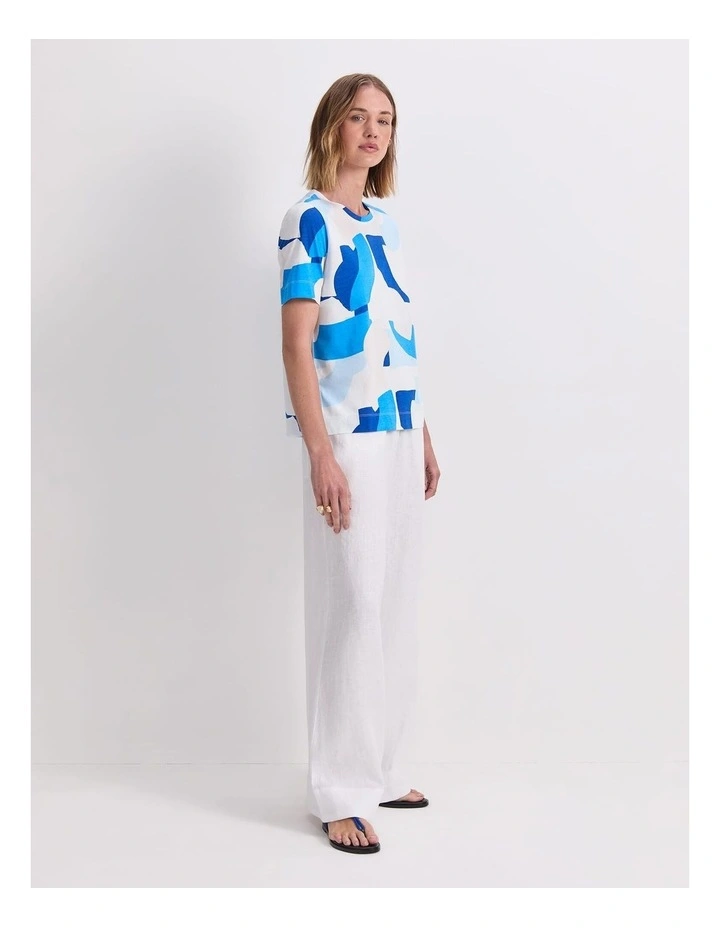 Nora Mercrised Cotton Tee in Blue Multi image 3