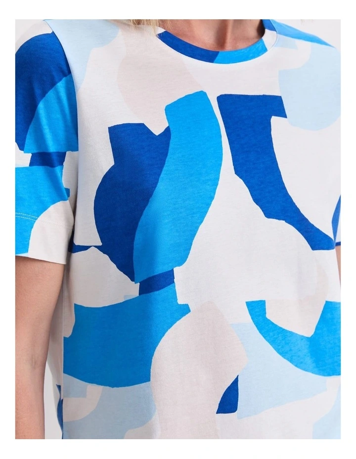 Nora Mercrised Cotton Tee in Blue Multi image 4