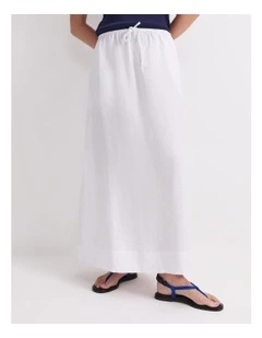Ariana Linen Maxi Skirt in White