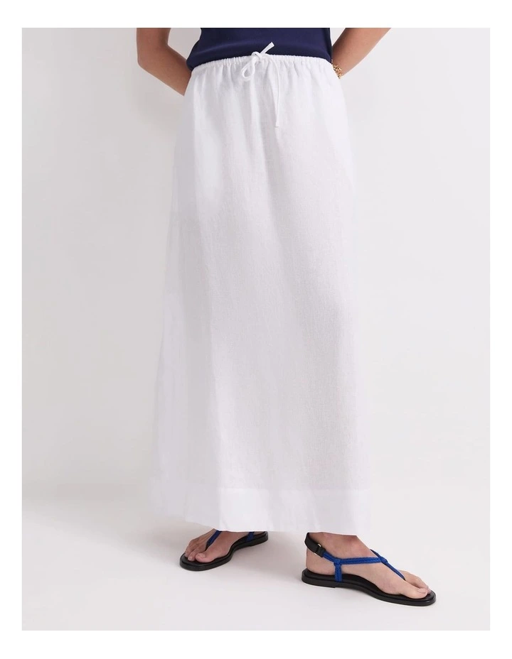 Ariana Linen Maxi Skirt in White image 1