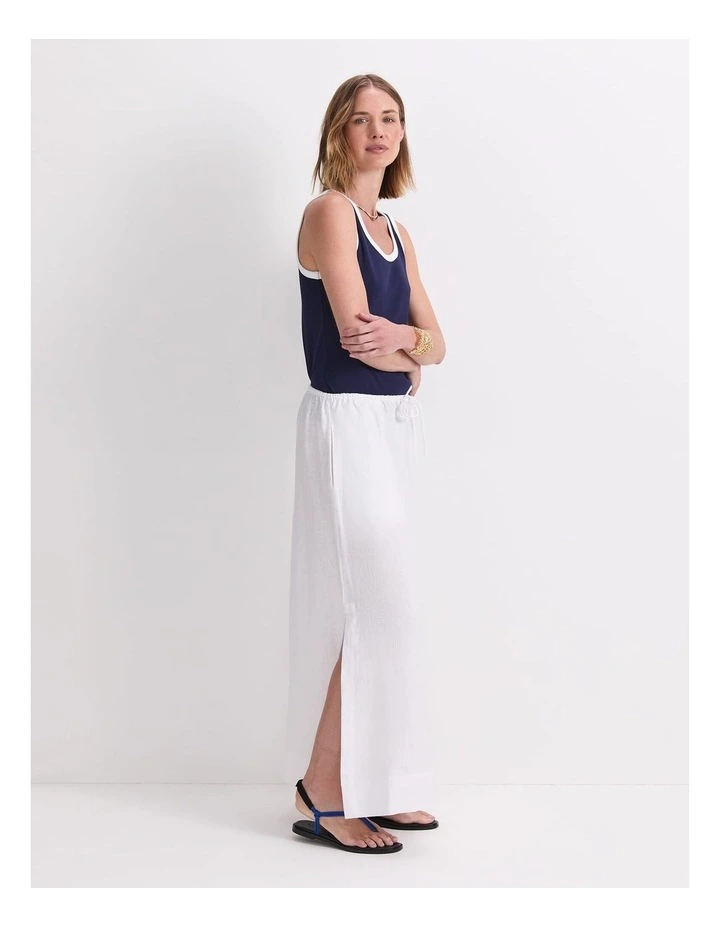Ariana Linen Maxi Skirt in White image 3
