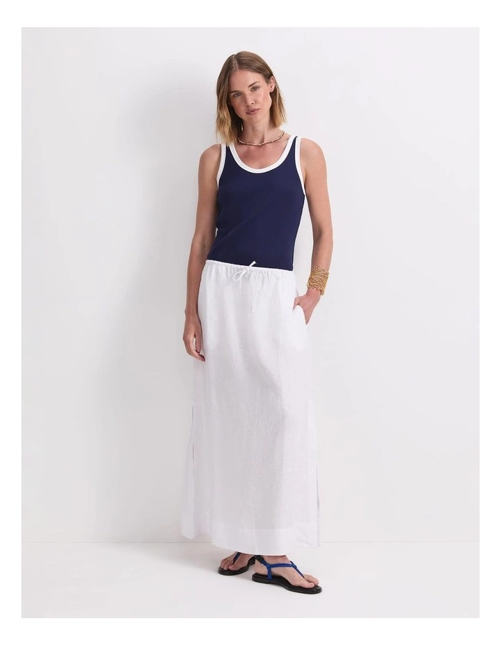 Ariana Linen Maxi Skirt in White image 4