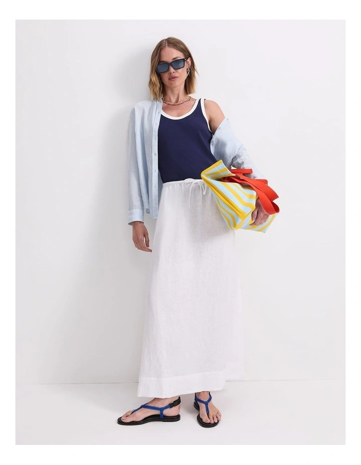 Ariana Linen Maxi Skirt in White image 5