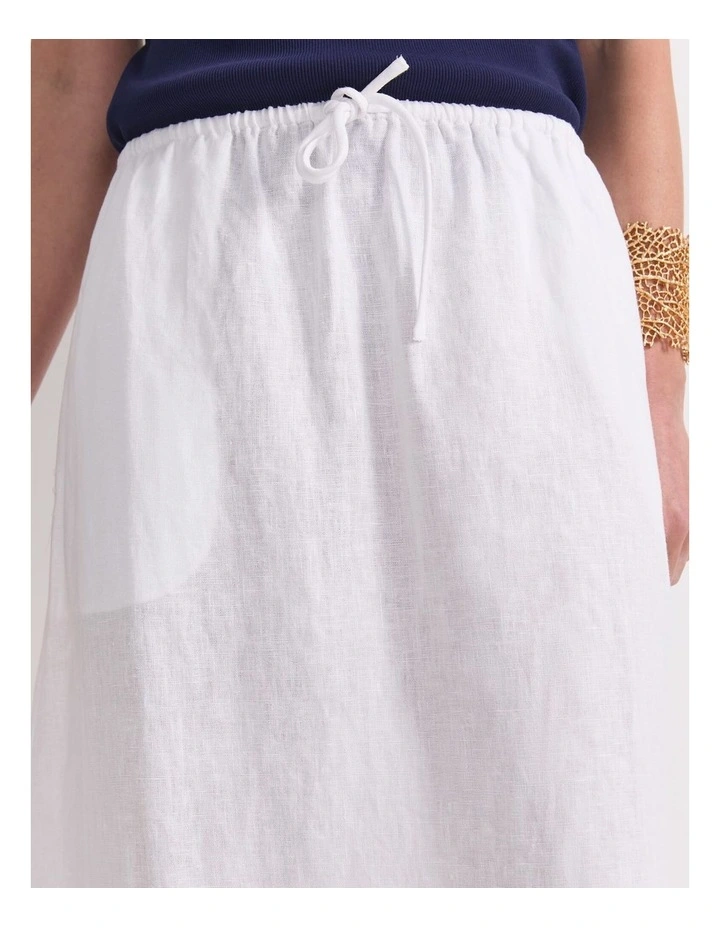 Ariana Linen Maxi Skirt in White image 6