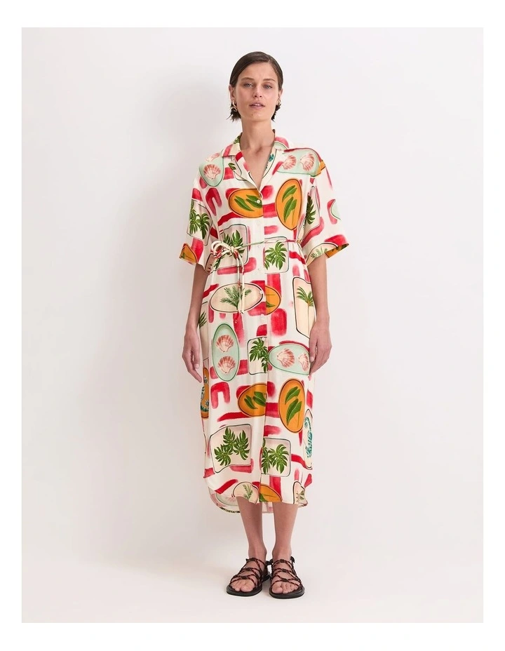 Bliss Midi Shirt Dress in Multi image 1