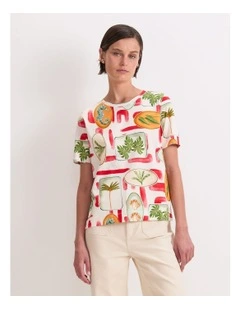 Bliss Mercerised Tee in Red Multi