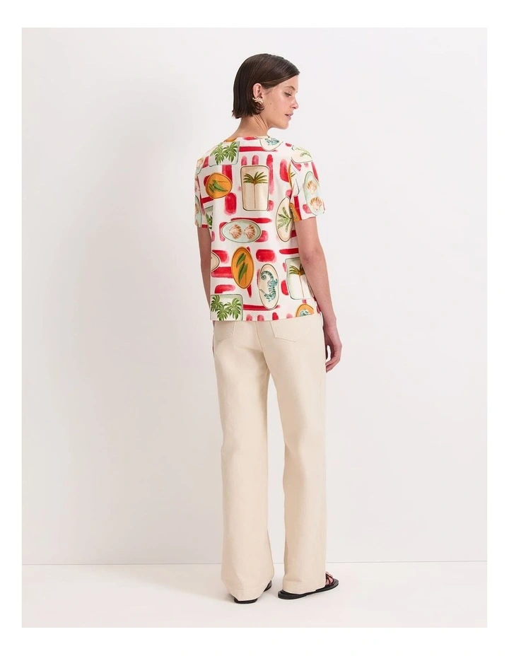 Bliss Mercerised Tee in Red Multi image 2