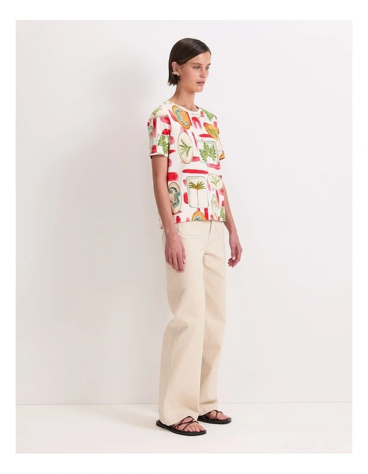 Bliss Mercerised Tee in Red Multi image 3