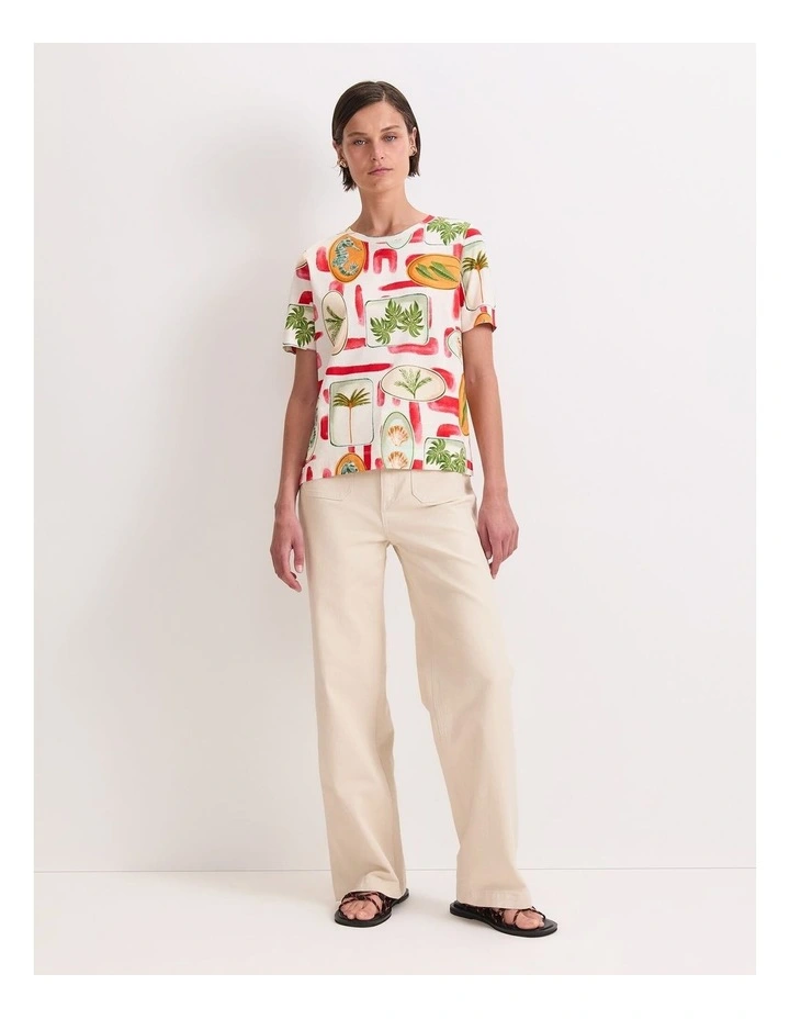 Bliss Mercerised Tee in Red Multi image 4