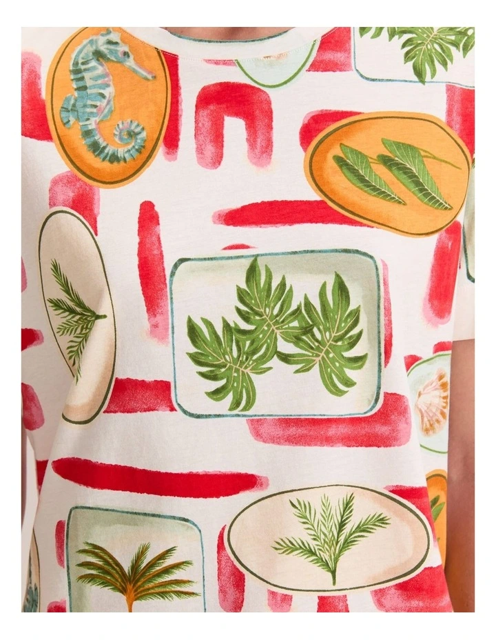 Bliss Mercerised Tee in Red Multi image 6