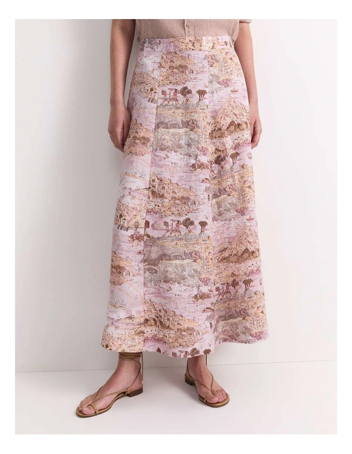 Story Map Liberty Midi Skirt in Pink image 1