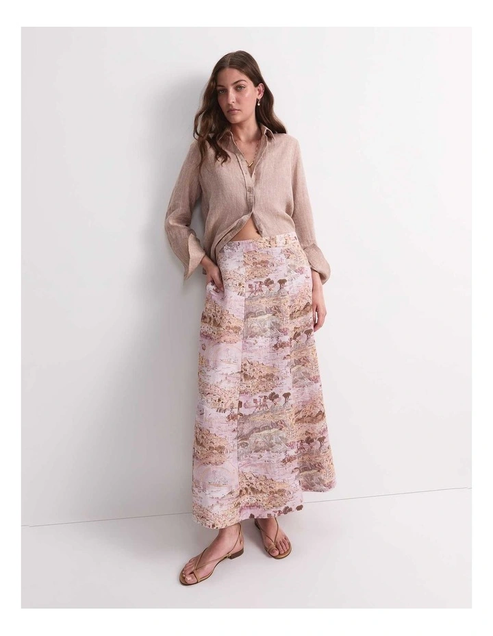 Story Map Liberty Midi Skirt in Pink image 3
