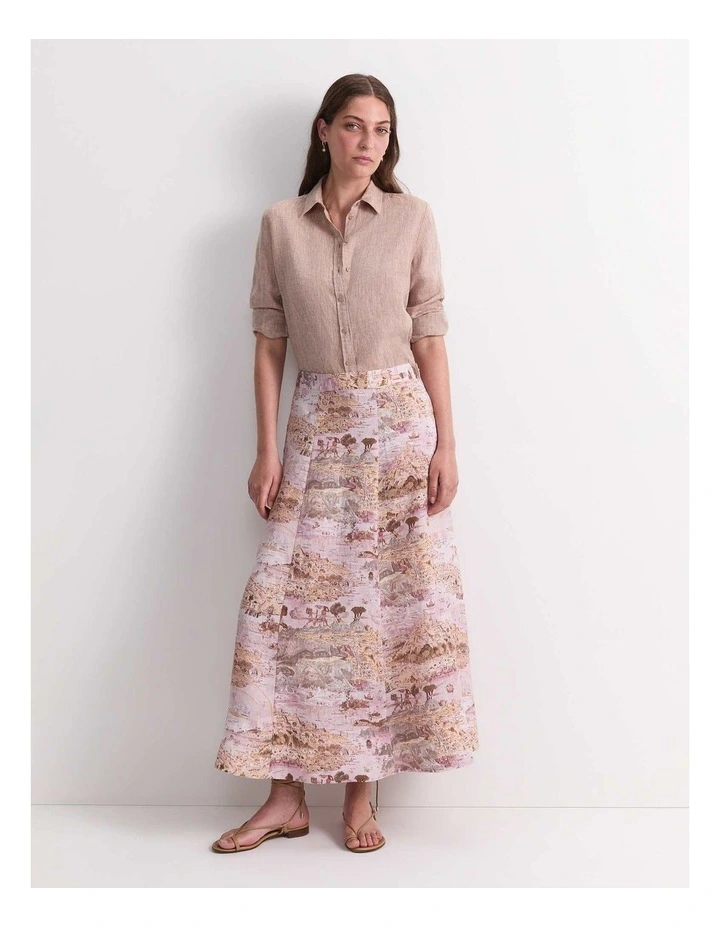 Story Map Liberty Midi Skirt in Pink image 4