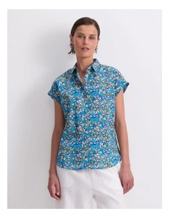 Gisou Liberty Short Sleeve Shirt in Blue Multi