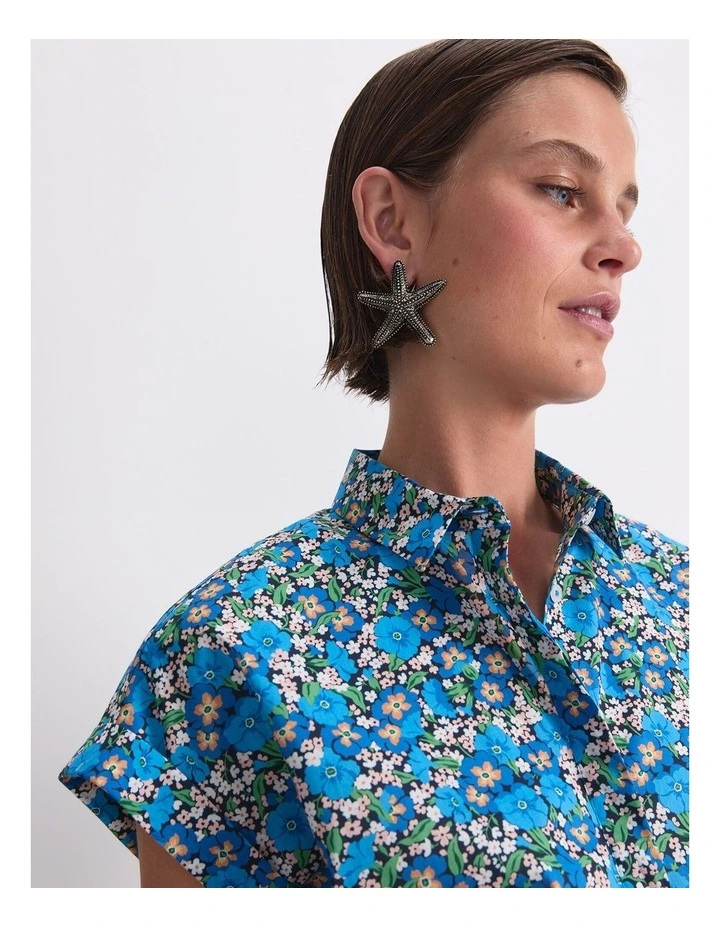 Gisou Liberty Short Sleeve Shirt in Blue Multi image 4