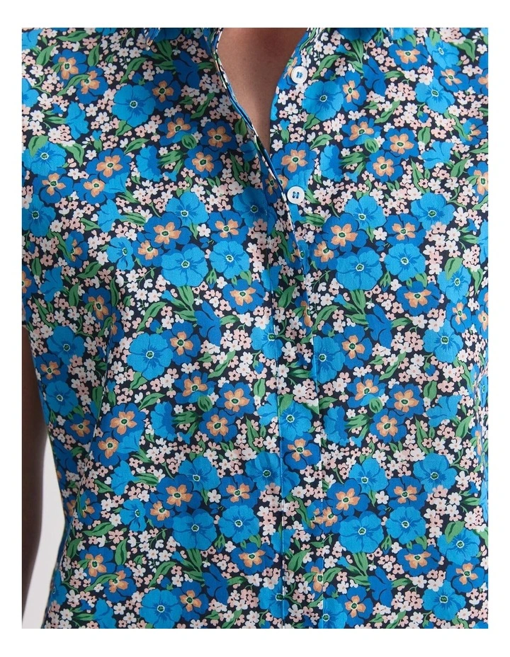 Gisou Liberty Short Sleeve Shirt in Blue Multi image 5