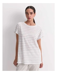 Tonia Foil Linen Tee in Grey