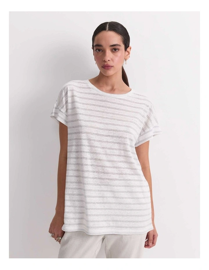 Tonia Foil Linen Tee in Grey image 1