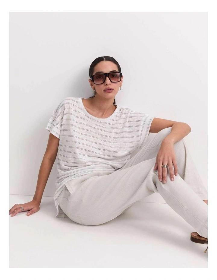 Tonia Foil Linen Tee in Grey image 3