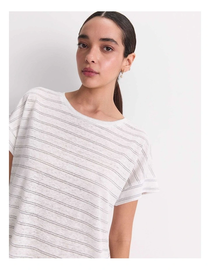 Tonia Foil Linen Tee in Grey image 4