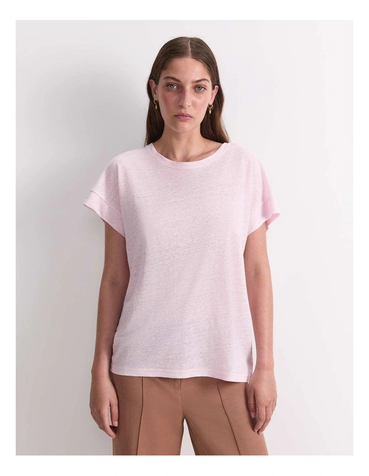 Tonia Foil Linen Tee in Pink image 1