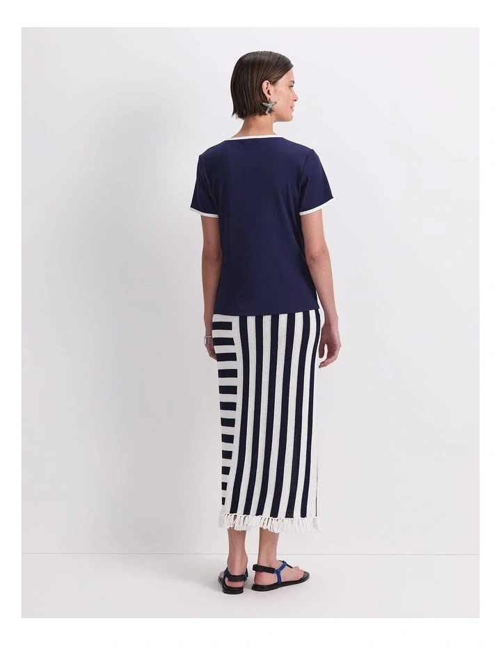 Staple Cotton Blend Tee in Navy/White image 2