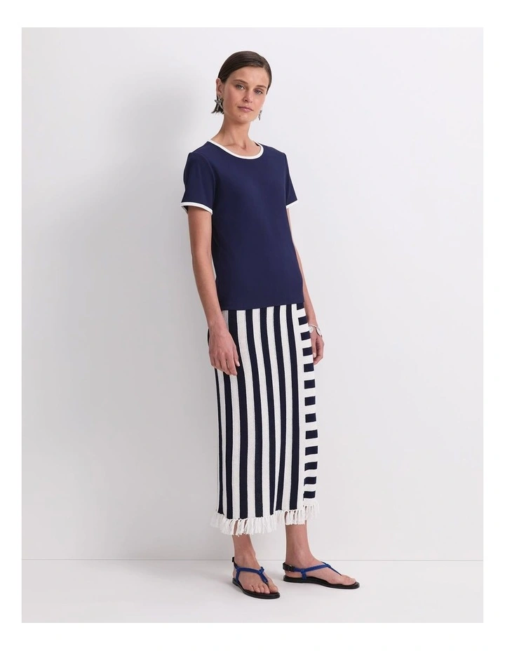 Staple Cotton Blend Tee in Navy/White image 3