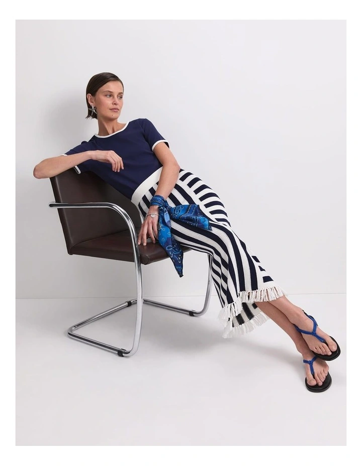 Staple Cotton Blend Tee in Navy/White image 5