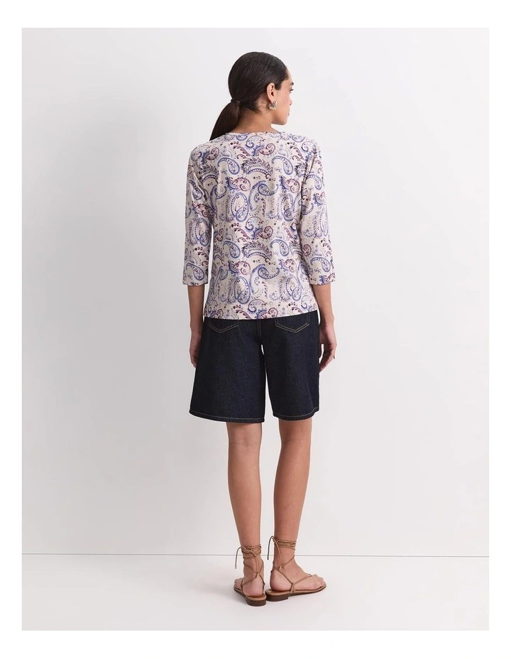 Ellie 3/4 Sleeve Mercerised Tee in Purple image 2