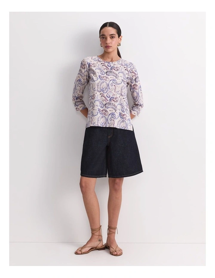 Ellie 3/4 Sleeve Mercerised Tee in Purple image 3