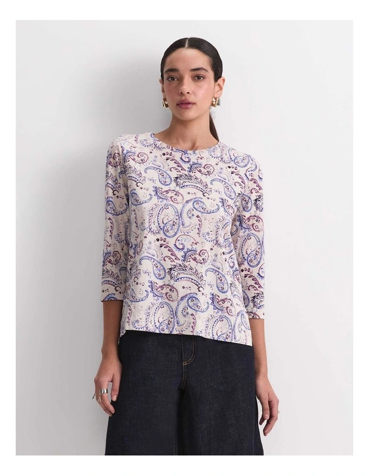 Ellie 3/4 Sleeve Mercerised Tee in Purple image 4