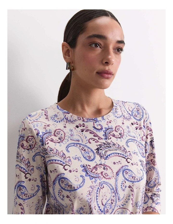 Ellie 3/4 Sleeve Mercerised Tee in Purple image 5