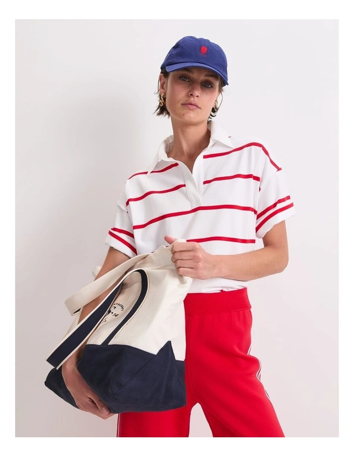 Short Sleeve Rugby Tee in White/Red image 5