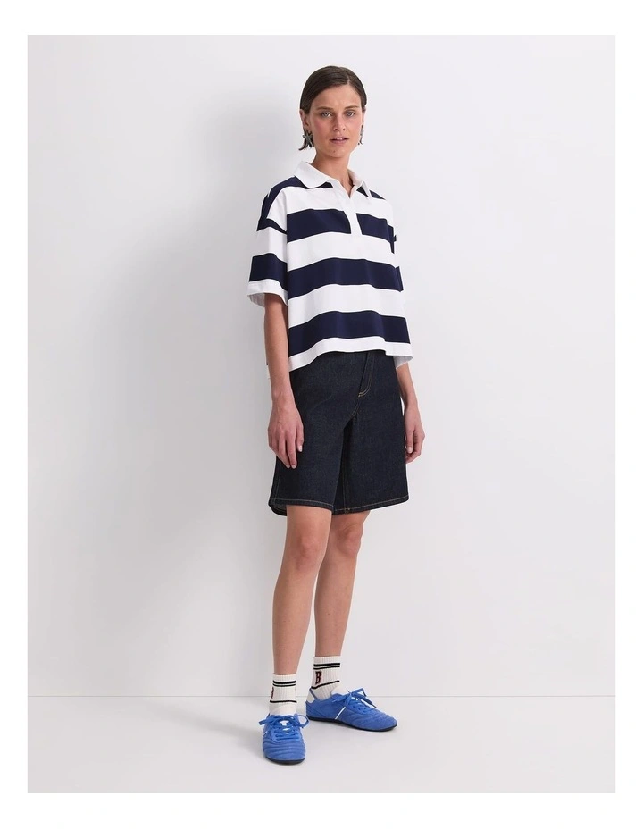 Short Sleeve Rugby Tee in White/Blue image 3