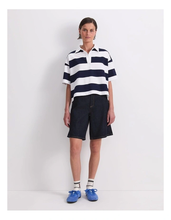 Short Sleeve Rugby Tee in White/Blue image 4