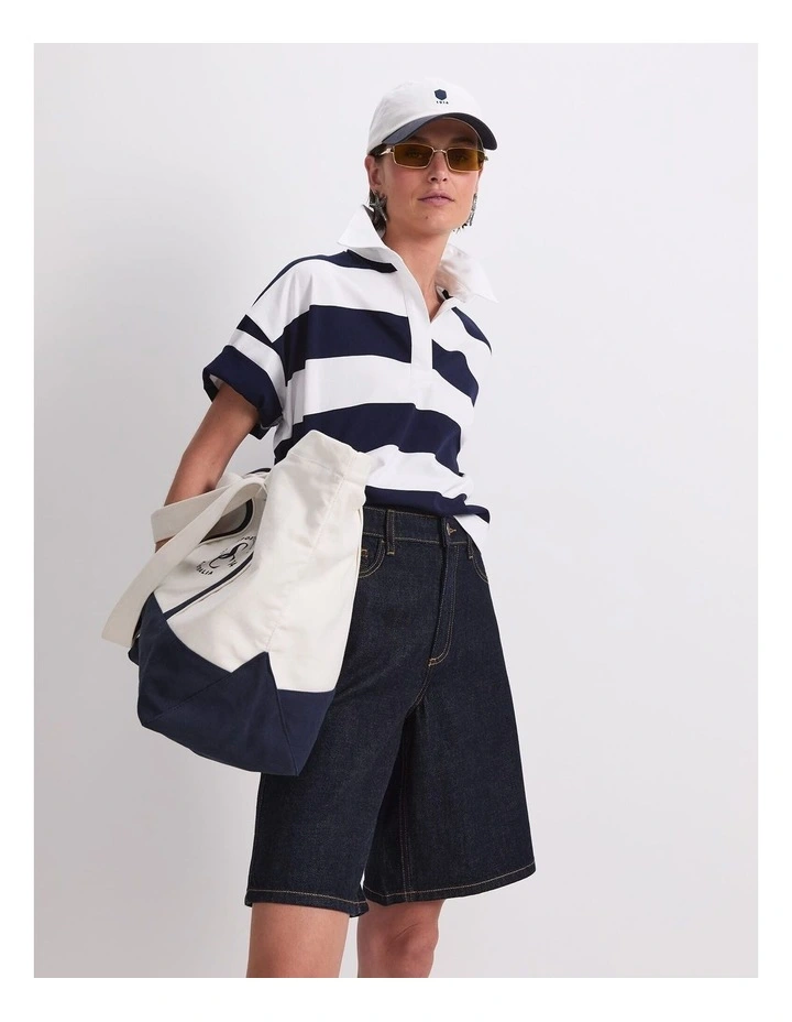 Short Sleeve Rugby Tee in White/Blue image 5