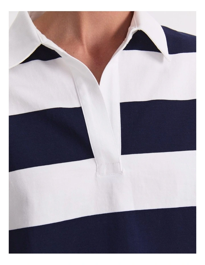 Short Sleeve Rugby Tee in White/Blue image 7