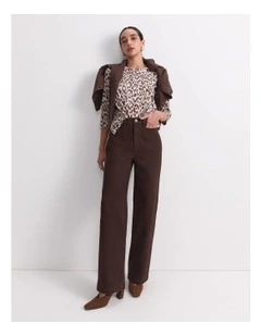 Lottie Animal 3/4 Mercerised Tee in Brown