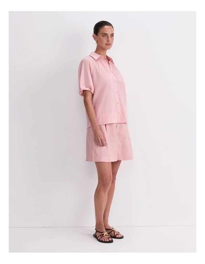 Blouson Sleeve Shirt in Pink image 3
