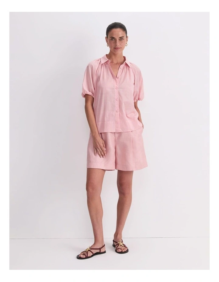 Blouson Sleeve Shirt in Pink image 4