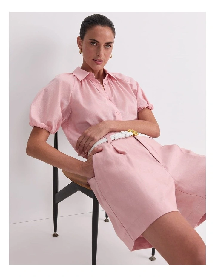 Blouson Sleeve Shirt in Pink image 5