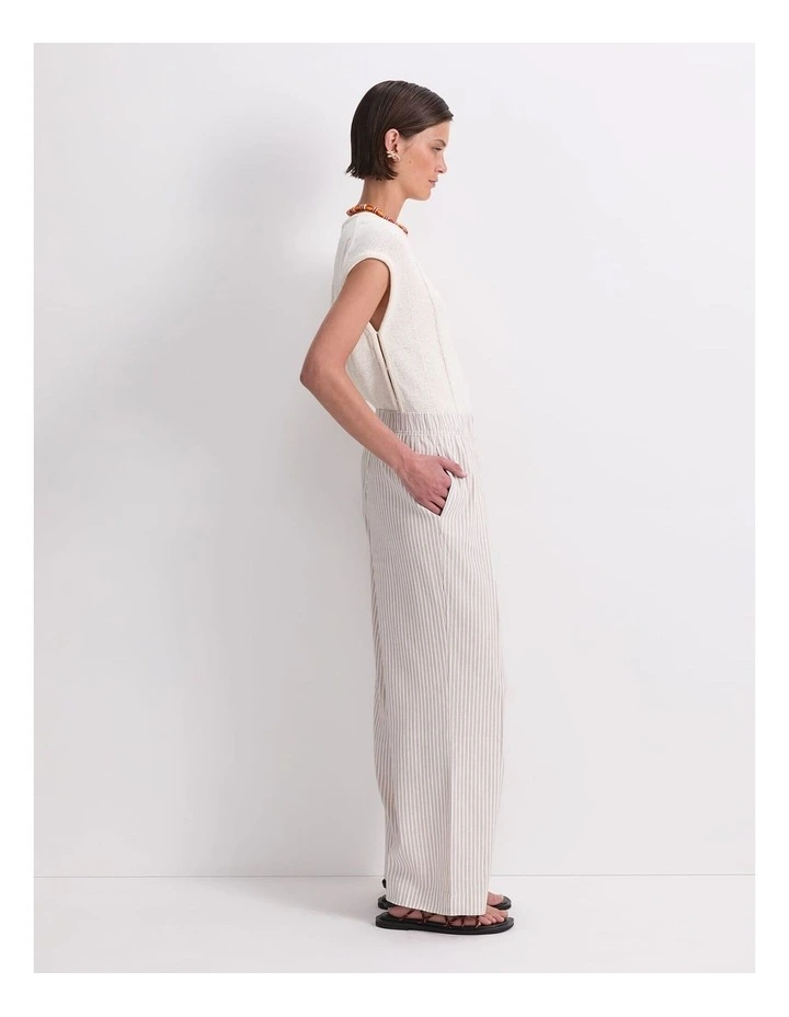 Rosa Straight Leg Linen Pant in Natural/Ivory image 3