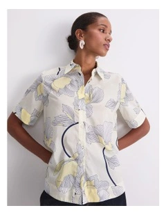 Manon Short Sleeve Lily Voile Shirt in Yellow